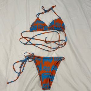 Blue and Orange SHEIN Tie Bikini